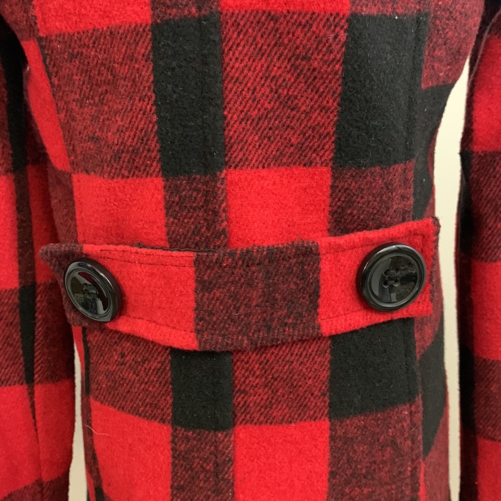 Me Jane Girls Red Black Plaid Double Breasted Coat Size 7/8 - Picture 4 of 5